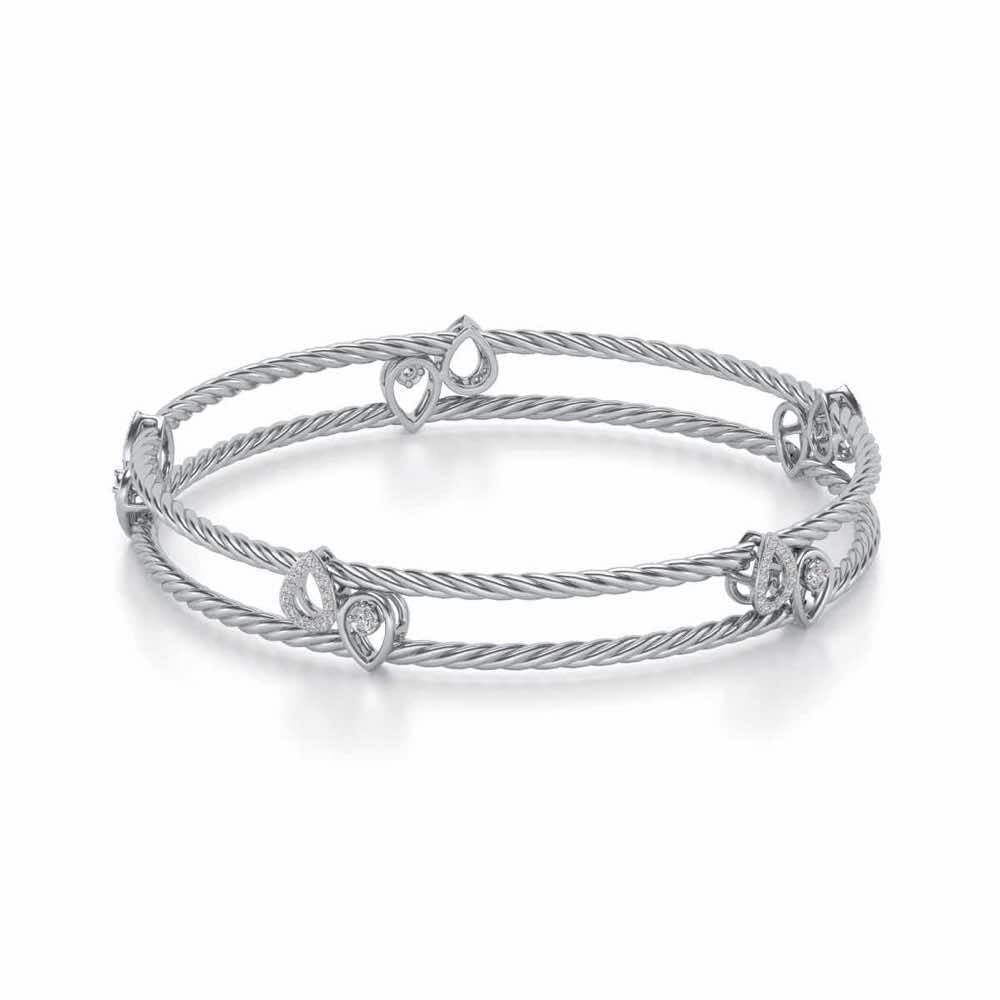 Pretty Deets Silver Bangles - White Gold - Image 2