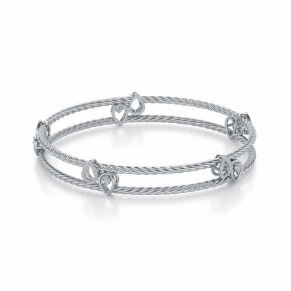 Pretty Deets Silver Bangles - White Gold - Image 2
