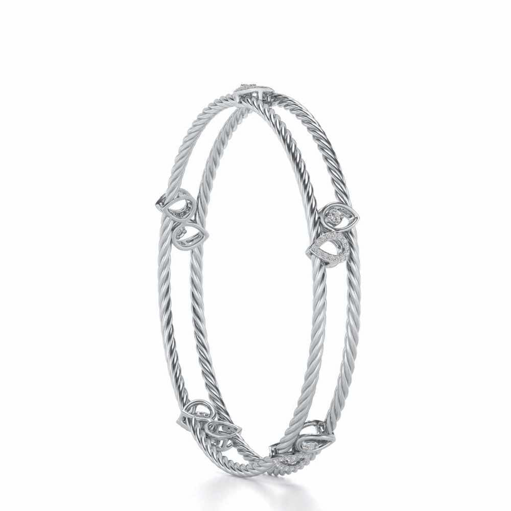 Pretty Deets Silver Bangles - White Gold - Image 3