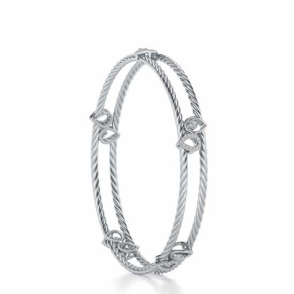 Pretty Deets Silver Bangles - White Gold - Image 3