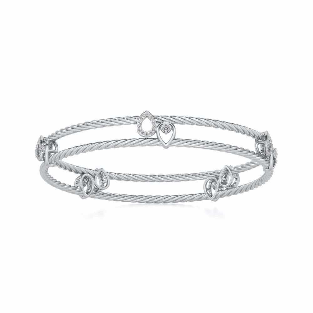 Pretty Deets Silver Bangles - White Gold - Image 4