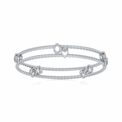 Pretty Deets Silver Bangles - White Gold - Image 4