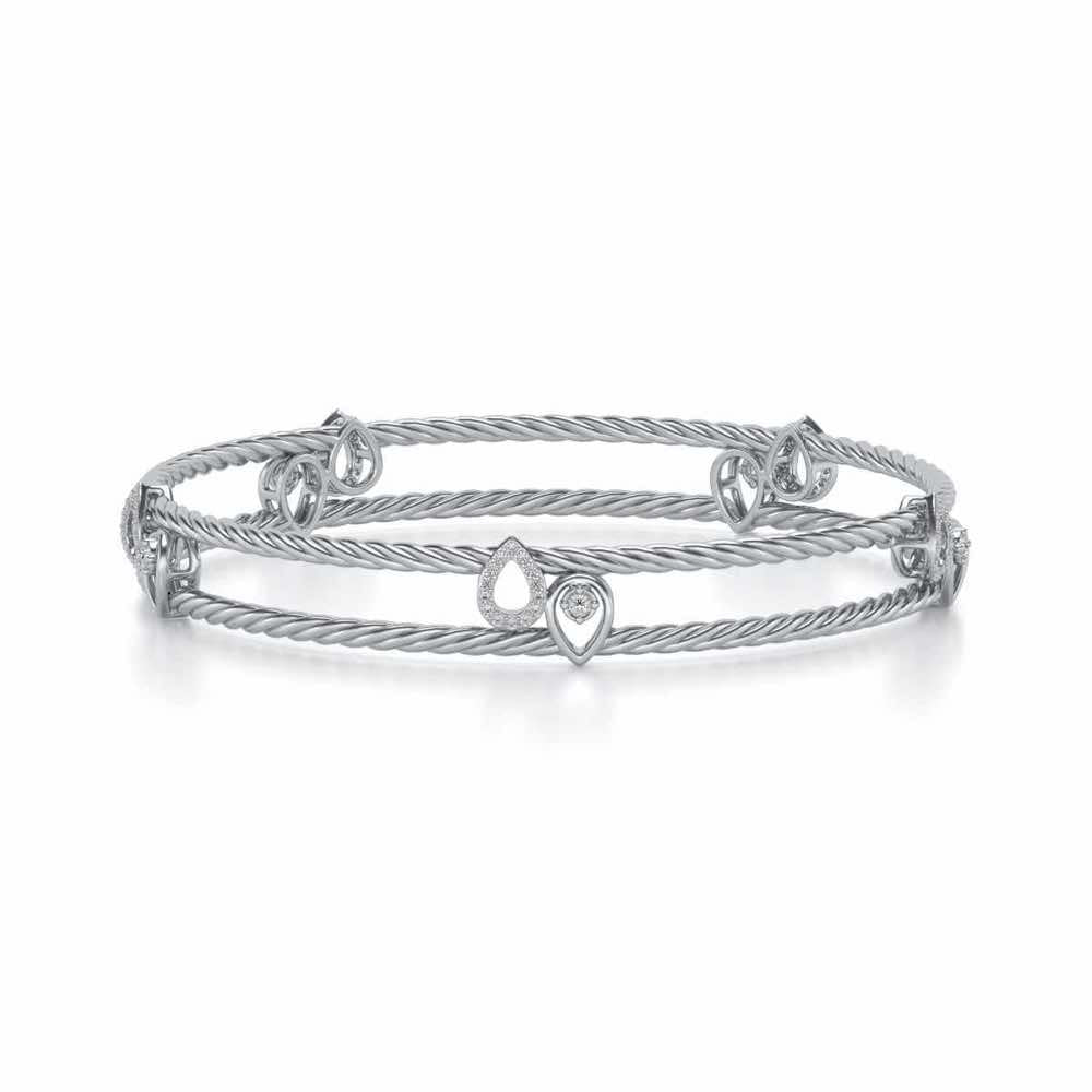 Pretty Deets Silver Bangles - White Gold - Image 5