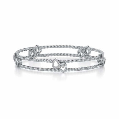 Pretty Deets Silver Bangles - White Gold - Image 5