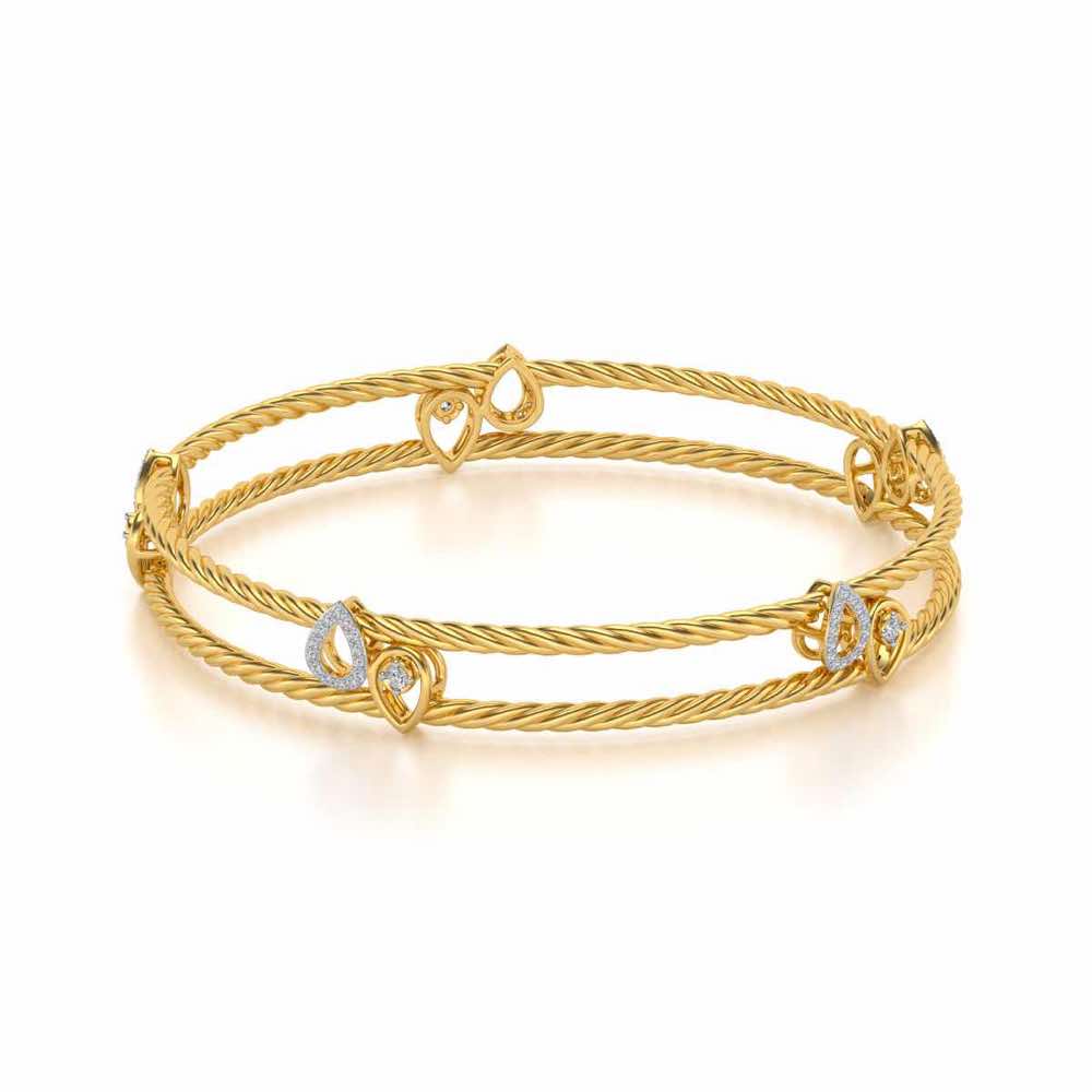 Pretty Deets Silver Bangles - Yellow Gold - Image 2