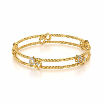Pretty Deets Silver Bangles - Yellow Gold - Image 2