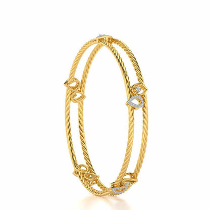 Pretty Deets Silver Bangles - Yellow Gold - Image 3