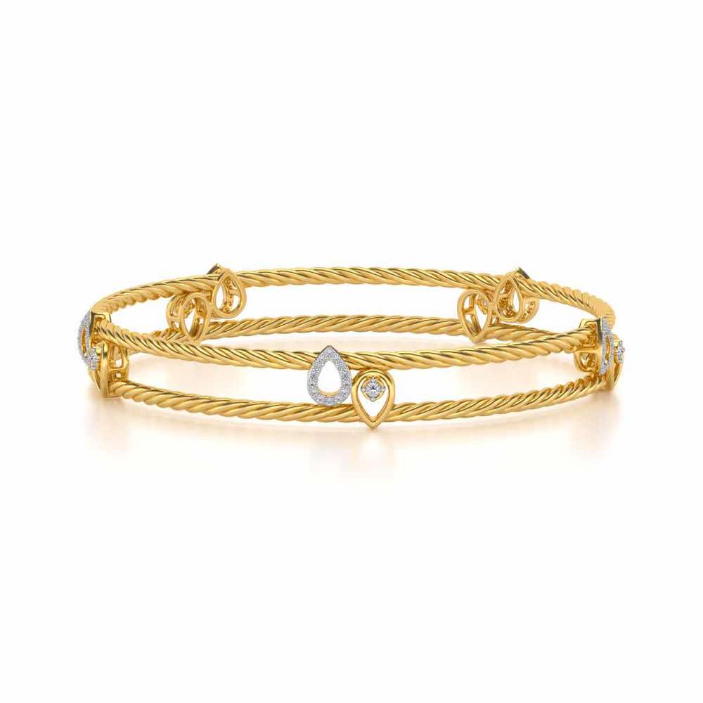 Pretty Deets Silver Bangles - Yellow Gold - Image 5