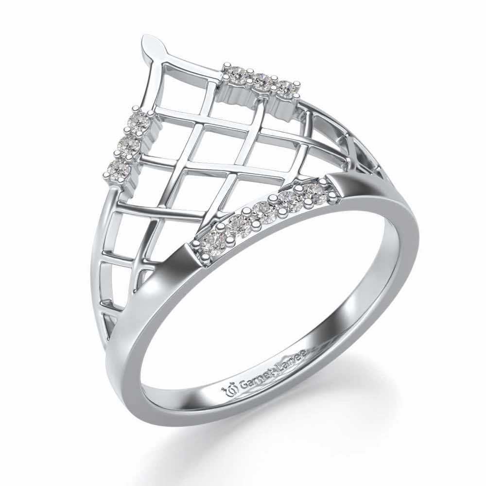 Princess Crown Silver Ring - White Gold - Image 1