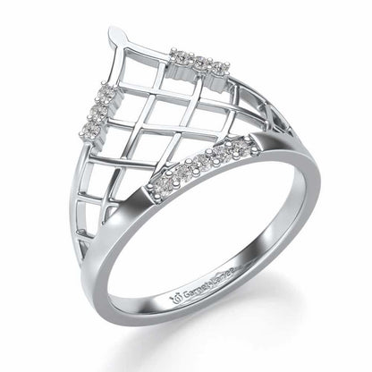 Princess Crown Silver Ring - White Gold - Image 1