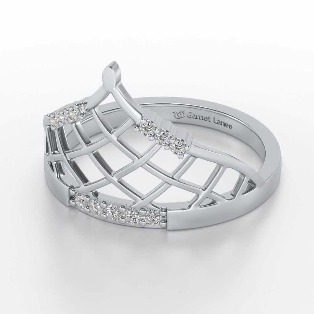 Princess Crown Silver Ring - White Gold - Image 2