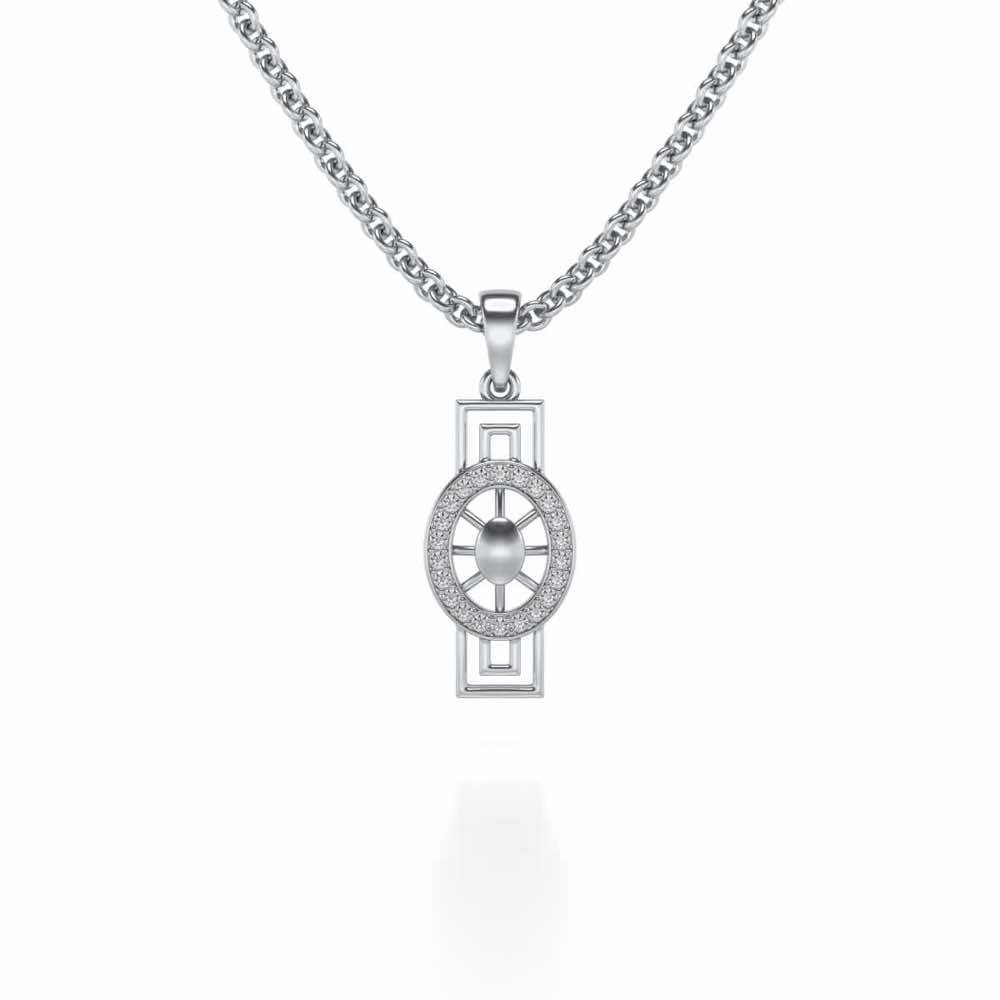 Princess Floral Silver Pendant - White Gold - Image 1