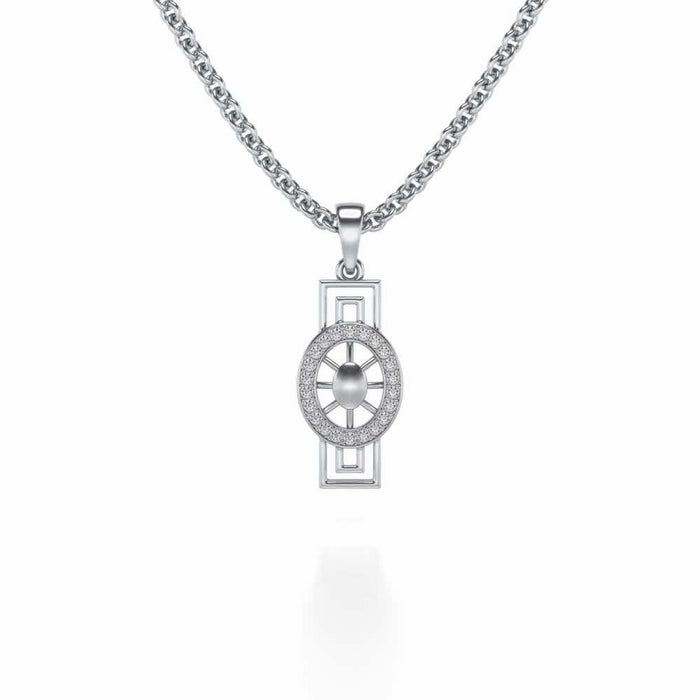 Princess Floral Silver Pendant - White Gold - Image 1