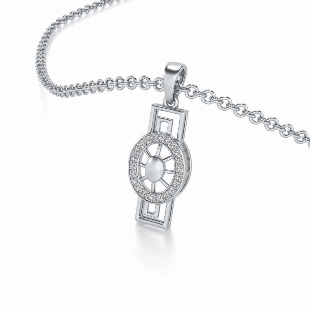 Princess Floral Silver Pendant - White Gold - Image 2