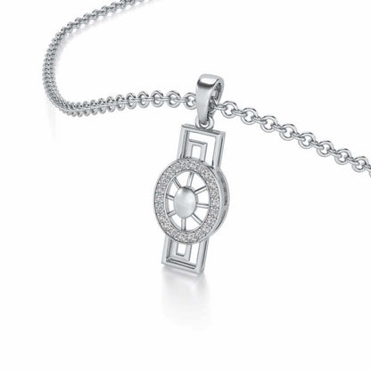 Princess Floral Silver Pendant - White Gold - Image 2