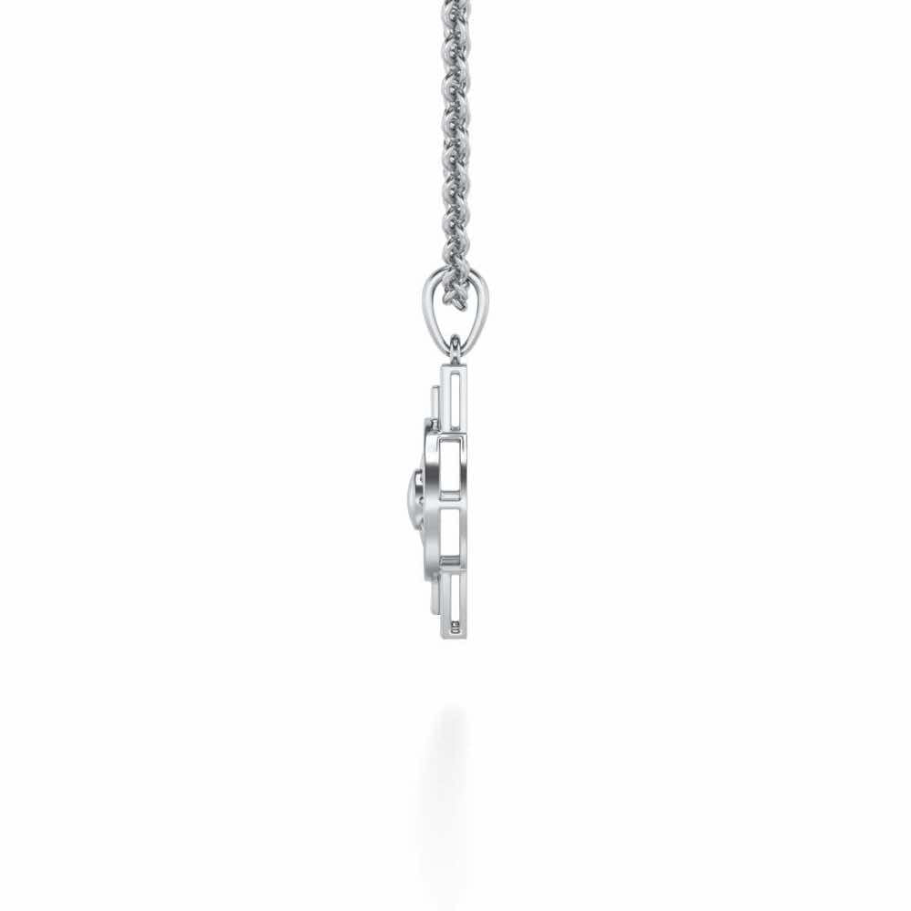 Princess Floral Silver Pendant - White Gold - Image 3