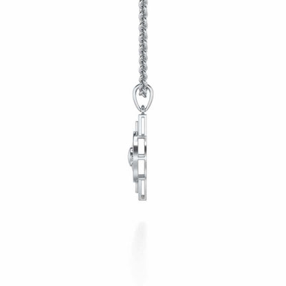 Princess Floral Silver Pendant - White Gold - Image 3