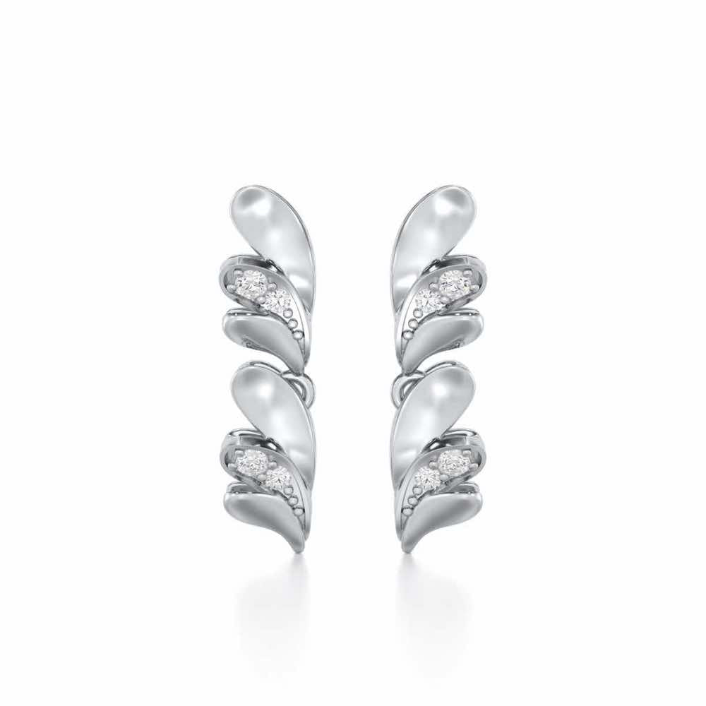 Princess Veil Silver Earrings - White Gold - Image 1