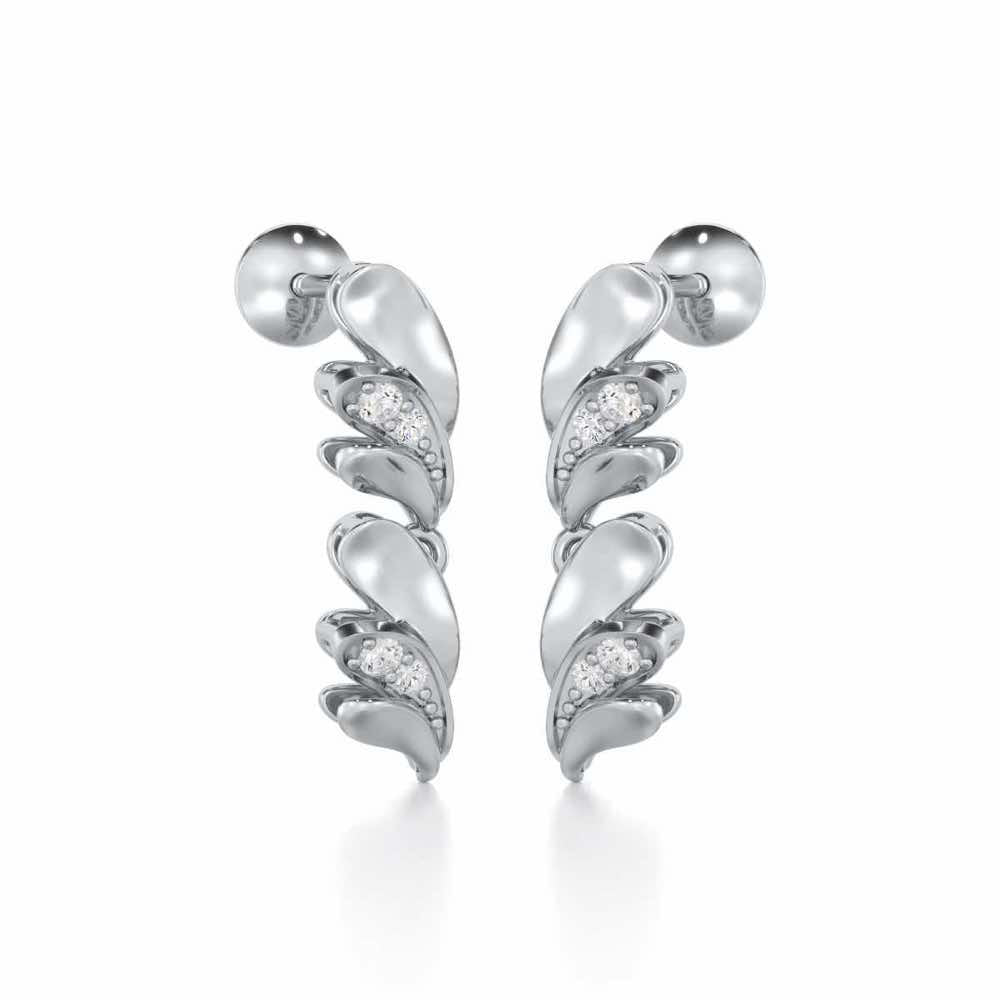 Princess Veil Silver Earrings - White Gold - Image 2