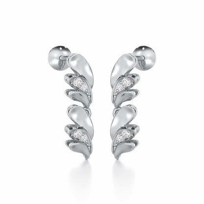 Princess Veil Silver Earrings - White Gold - Image 2