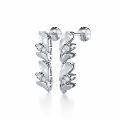 Princess Veil Silver Earrings - White Gold - Image 3