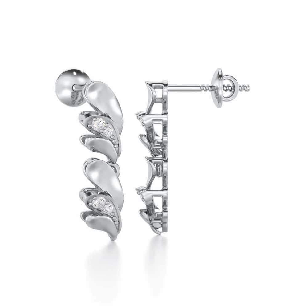 Princess Veil Silver Earrings - White Gold - Image 4