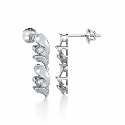 Princess Veil Silver Earrings - White Gold - Image 4