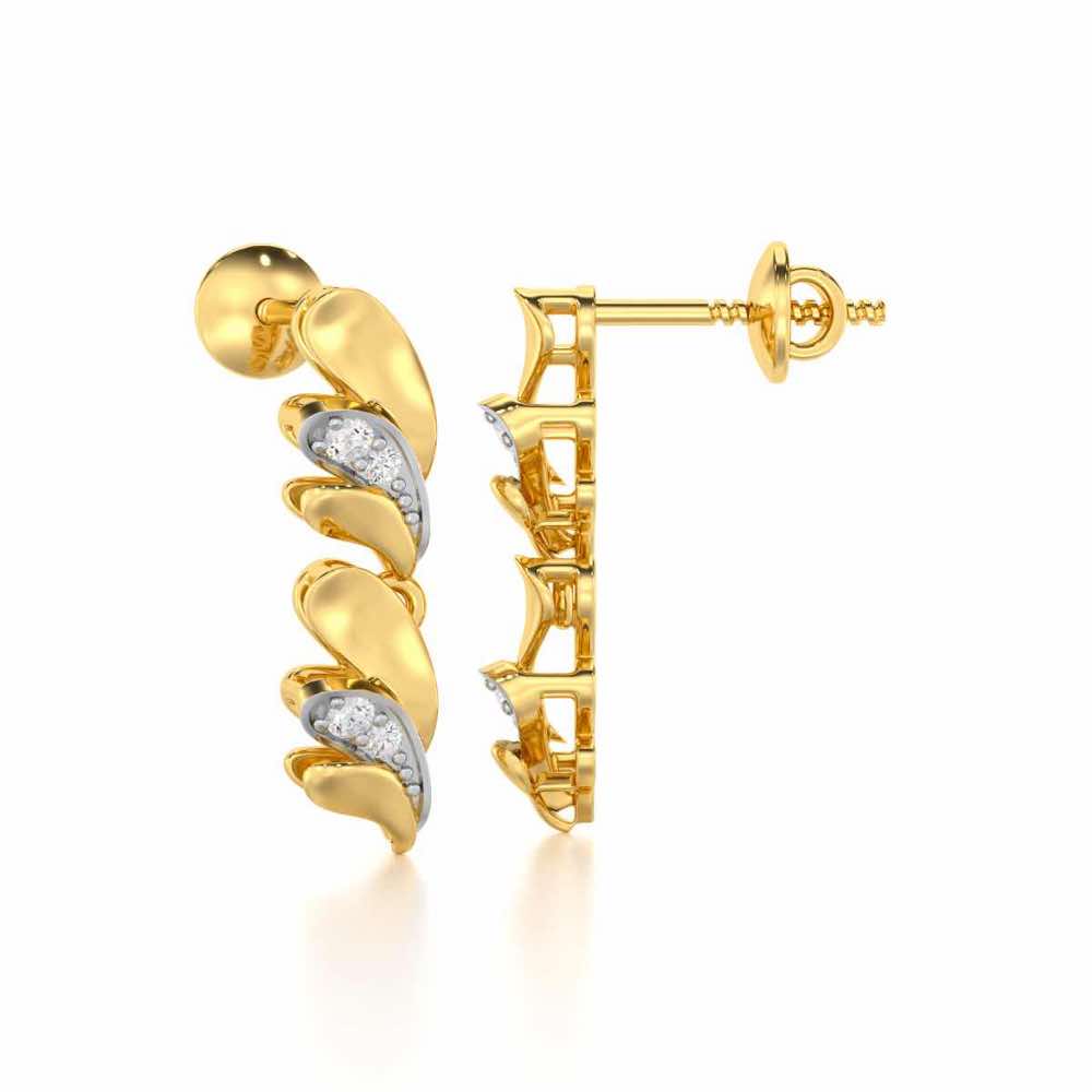 Princess Veil Silver Earrings - Yellow Gold - Image 4