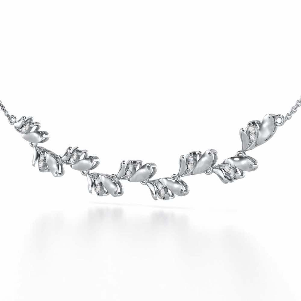 Princess Veil Silver Necklace - White Gold - Image 3