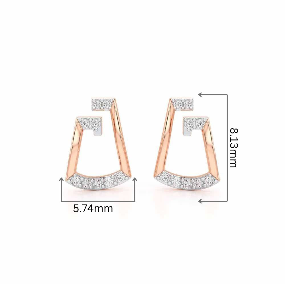 Prism Shine Silver Earrings - Rose Gold - Image 2