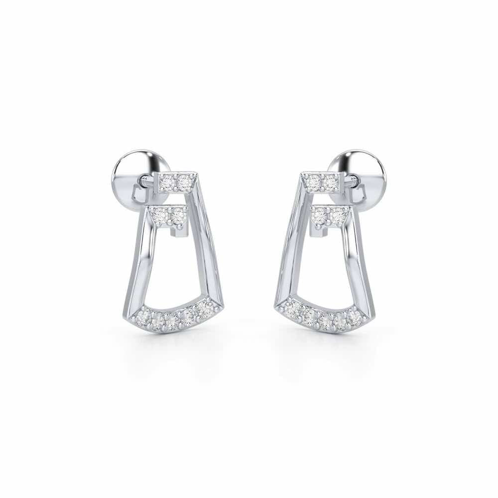 Prism Shine Silver Earrings - White Gold - Image 1
