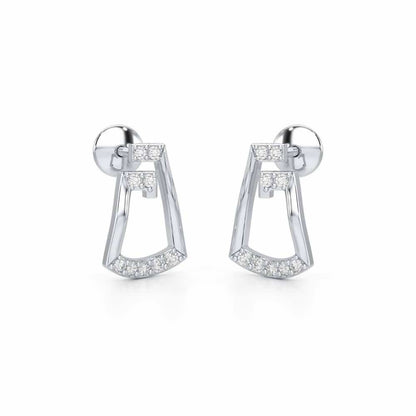 Prism Shine Silver Earrings - White Gold - Image 1