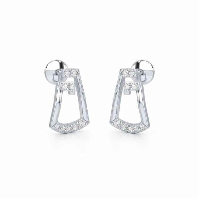 Prism Shine Silver Earrings - White Gold - Image 1