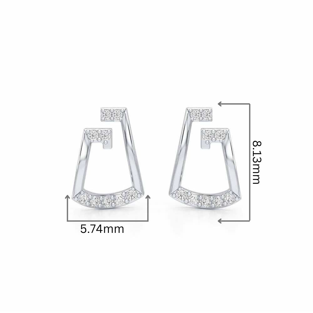 Prism Shine Silver Earrings - White Gold - Image 2
