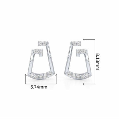 Prism Shine Silver Earrings - White Gold - Image 2