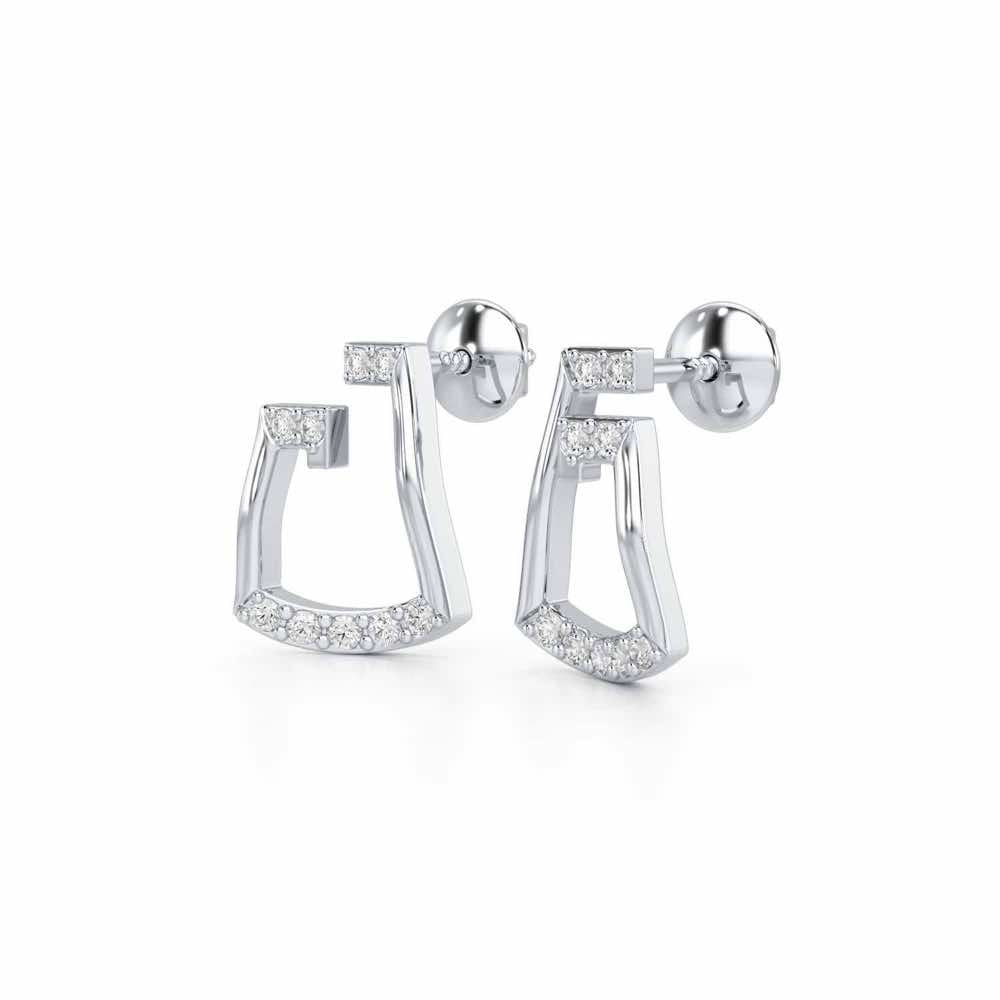 Prism Shine Silver Earrings - White Gold - Image 3