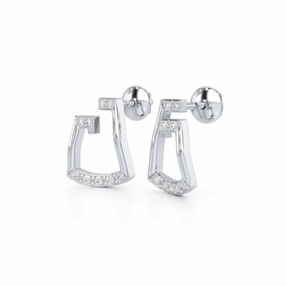 Prism Shine Silver Earrings - White Gold - Image 3