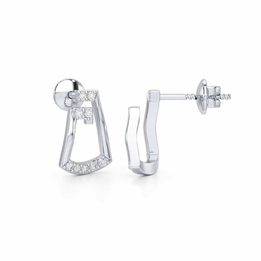 Prism Shine Silver Earrings - White Gold - Image 4
