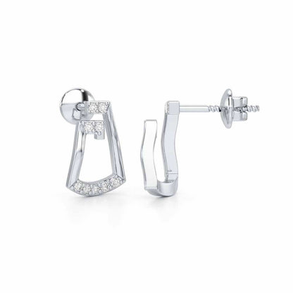 Prism Shine Silver Earrings - White Gold - Image 4