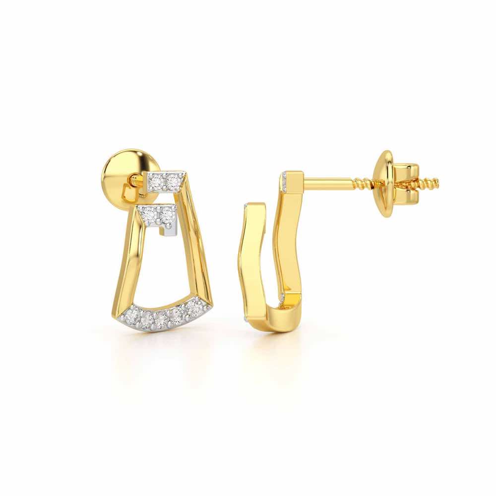 Prism Shine Silver Earrings - Yellow Gold - Image 4