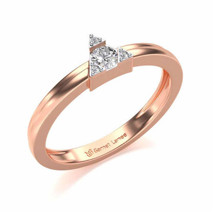 Protective Solitaire Silver Ring - Rose Gold - Image 1