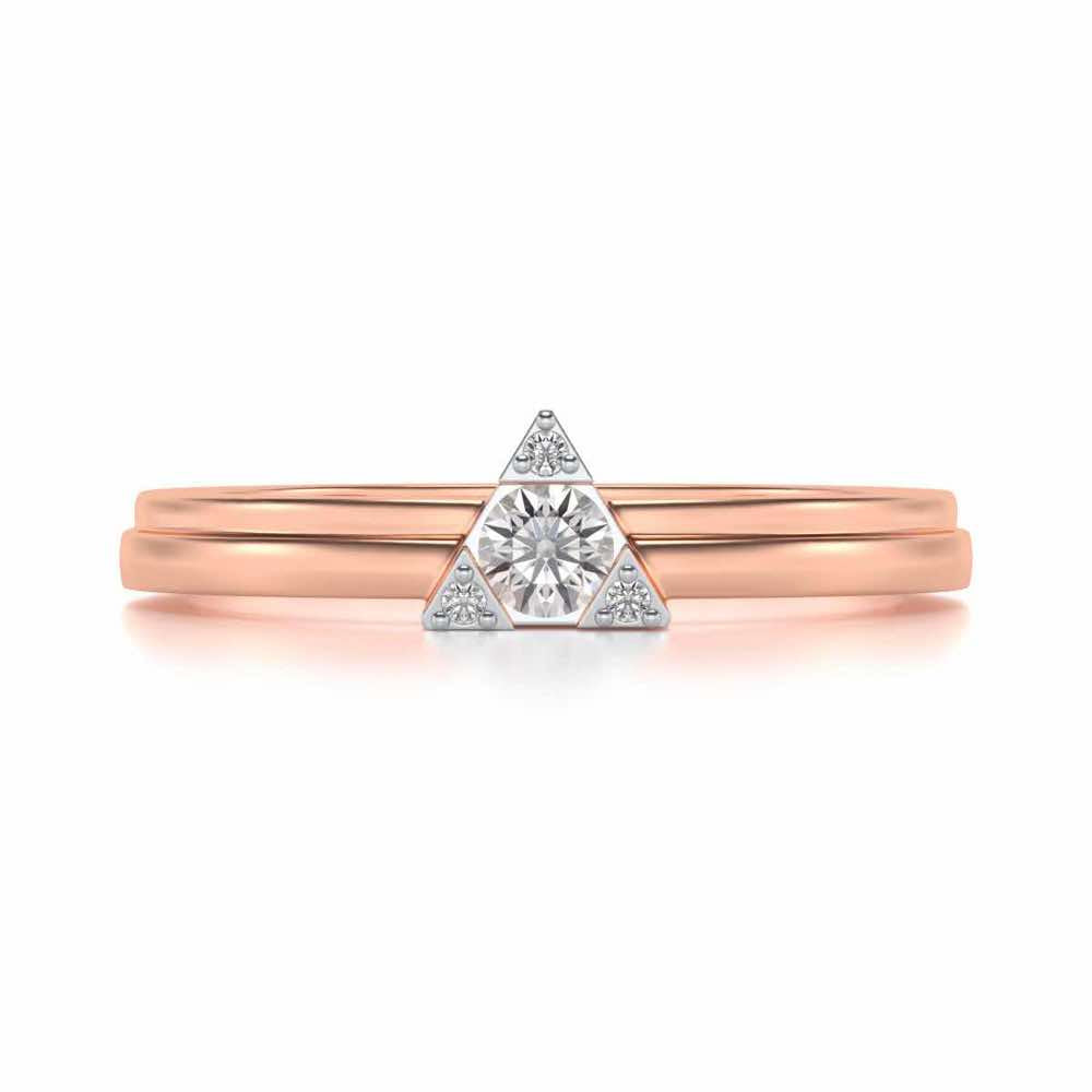 Protective Solitaire Silver Ring - Rose Gold - Image 4