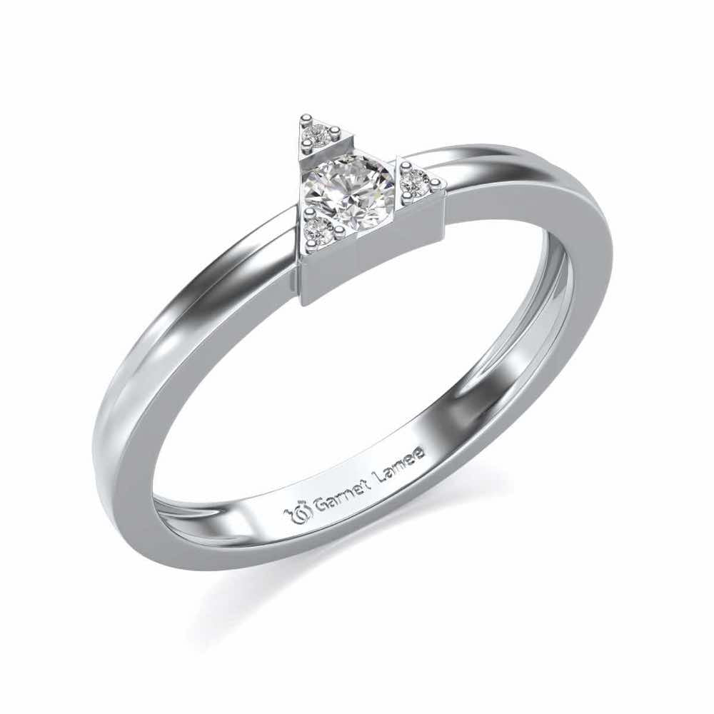 Protective Solitaire Silver Ring - White Gold - Image 1