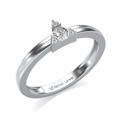 Protective Solitaire Silver Ring - White Gold - Image 1