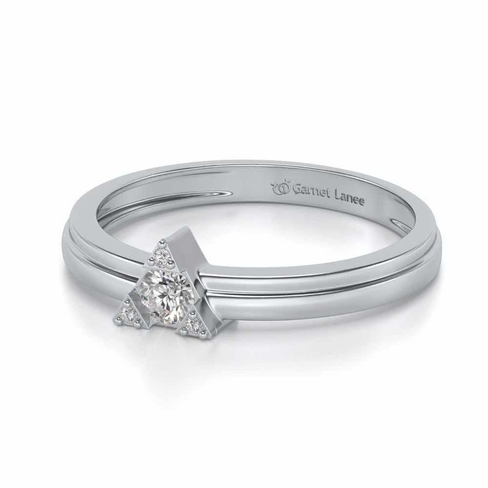 Protective Solitaire Silver Ring - White Gold - Image 2