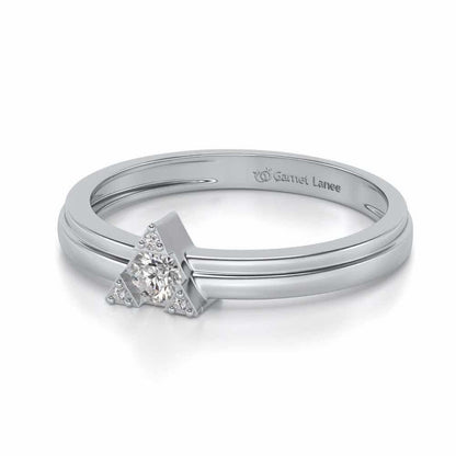 Protective Solitaire Silver Ring - White Gold - Image 2