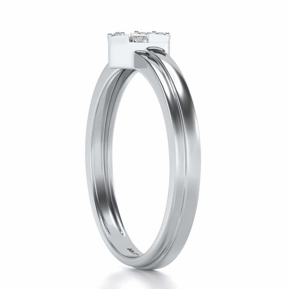 Protective Solitaire Silver Ring - White Gold - Image 3