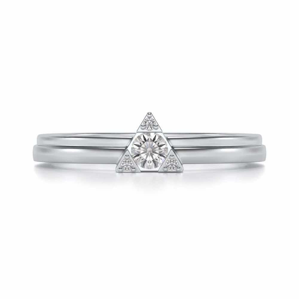 Protective Solitaire Silver Ring - White Gold - Image 4