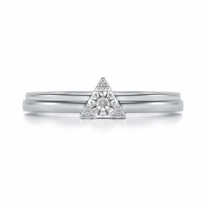 Protective Solitaire Silver Ring - White Gold - Image 4