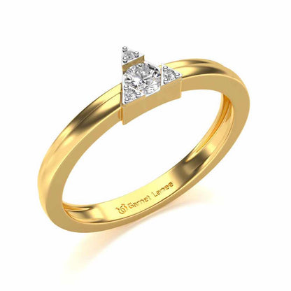 Protective Solitaire Silver Ring - Yellow Gold - Image 1
